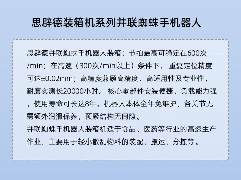 并聯蜘蛛手機器人高速裝箱